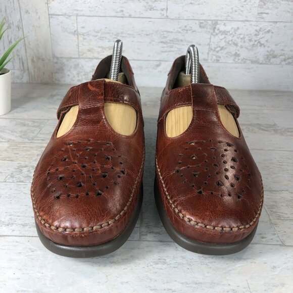 SAS Willow Leather Walnut Mary Janes Comfort Sandals Flats Wmns Size 9‎ (Narrow) - Picture 4 of 12